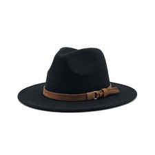 Women Ladies Large Wool Felt Trilby Fedora Jazz Wide Brim Hat Cap GangsterS