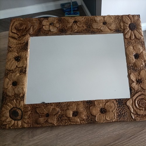 Hand carved wooden mirror - carved,