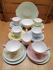 Royal Albert Harlequin 21 Pieces Tea Set  Vintage VGC Bone China Pastel Ceramic 