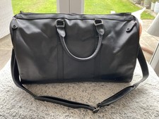 Stackers Black Leather Weekend Suit Travel Holdall with Shoulder Strap