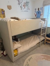 Saturn Oatmeal Fabric Bunk Bed