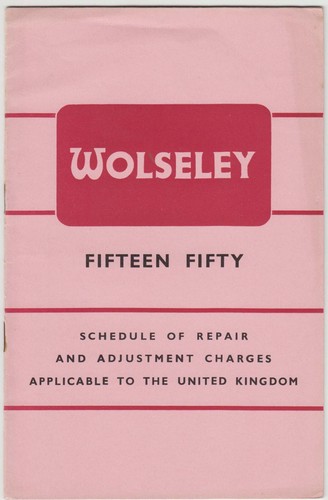 Wolseley schedule of - wolseley,