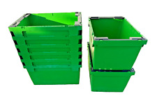 8 x 62ltr Green Extra Deep Storage Crates Plastic Stacking Boxes 60 x 40 x 32cm