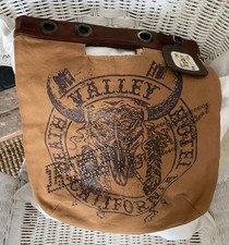 Lovely retro style leather & canvas bag by Replay
