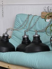  Industrial Factory Ceiling Pendants + Rope Twist 3 Core Cable Chain & Hook