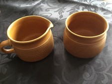 DENBY LANGLEY CREAM JUG AND SUGAR BOWL CANTERBURY RANGE  1960 Good Condition