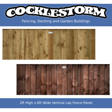 2ft High x 6ft Wide Vertical Lap Feather Edge Timber Garden Fence Panel