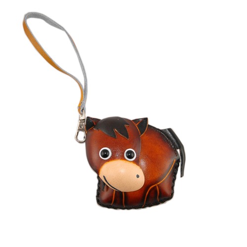 Leather horse purse brown - -,