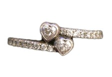 Genuine Pandora 2 Sparkling Radiant Hearts Ring Size 56, S925 ALE  191023CZ