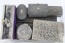 Boxes Antique Vintage Silver Plated Trinket Floral Jewellery Box 