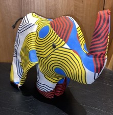 Colourful Stuffed Cloth Elephant Unusual Toy 20cm Tall 25cm Long