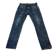 Vintage Lee 101 Selvedge Jeans Slim Fit 32 32 Dark Blue Faded Cinch 16oz Denim