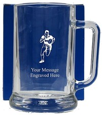 Personalised Rugby Pint Glass Tankard Birthday Free Gift Box GT1