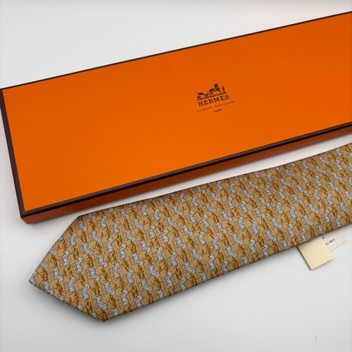 Hermes silk tie beige brown - hermes,