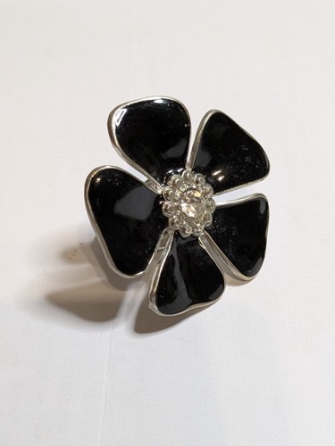 Vintage flower ring black - vintage,