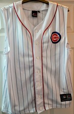 Majestic Chicago Cubs pinstriped baseball Jersey. Sleeveless, Size Medium.