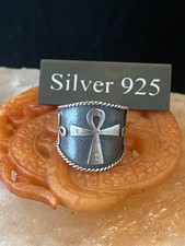 Silver Ankh Cross  Band Ring