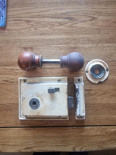 Antique metal door lock latch - metal,