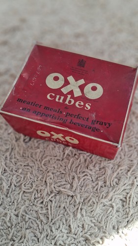 Vintage red oxo cube tin - red,