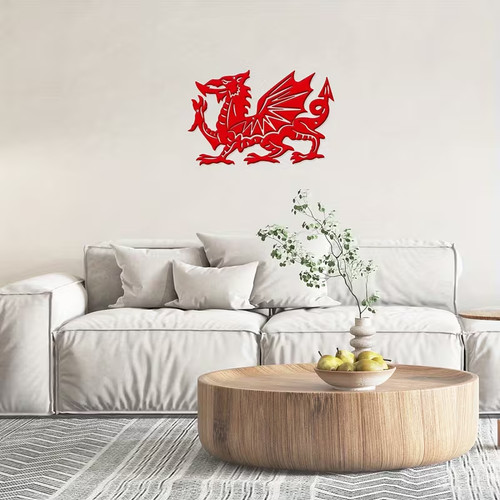 Red welsh dragon metal sign - welsh,