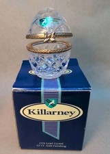 Vintage Killarney Irish 24% Lead Crystal Egg Trinket Box 22ct Gold Finishing 