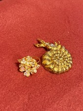 Snail Brooch Pin Gold Tone