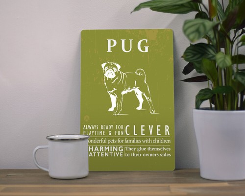 Metal wall sign pet pug - wall,