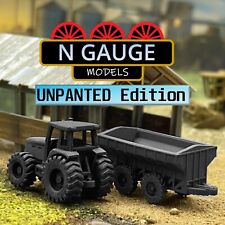UNPAINTED- N Scale Gauge 1:148 Farm Tractor & Grain Trailer ( Combine 1:160)