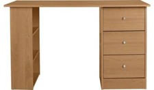 Home Malibu 3 Drawer Office Desk Oak Effect | Home Office Study Writing Table