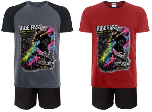 Kids scooter short pyjamas pjs - scooter,