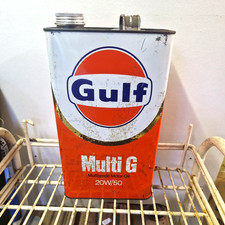 Vintage Gulf 1 Gallon multi G 20/50 oil can Tin man cave display Multigrade Rare