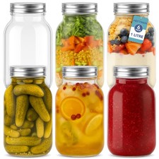 Glass Mason Jars with Lids 1L