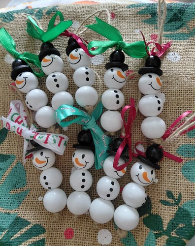 Wooden glitter hanging snowman - hanging,