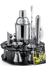 14Pcs Cocktail Shaker Set Bartender Kit Stainless Steel Bar Tools Rotating Stand