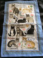 VINT TEA TOWEL:CATS In Trust No2 By Pat ALbeck For National Trust IRISH LINEN