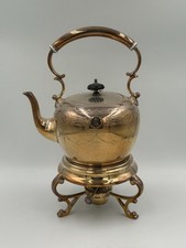 Antique English Silver Plate Spirit Tea Kettle on Stand - 2 PINT with burner