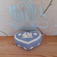 wedgwood jasper ware Blue. Heart Shaped Trinket Box.