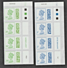 GB 2022 QE11  1p & 20p   LO VALUE DEFINITIVE CORNER BLOCKS X 4  with LABELS   