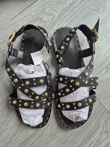 Zara black leather flat - leather,