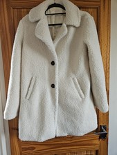 Size 10 Cream Faux Fur Coat