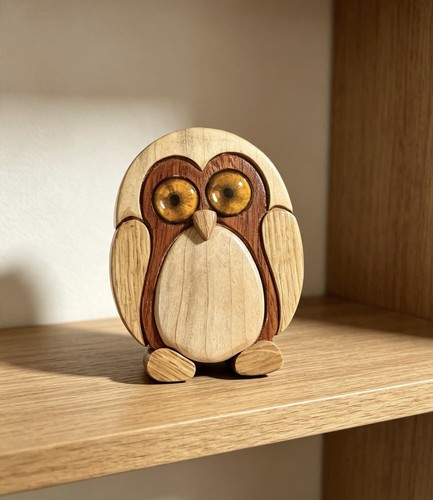 Handcrafted wooden owl plaque - wooden,