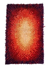 Handmade shag rug - rug, red
