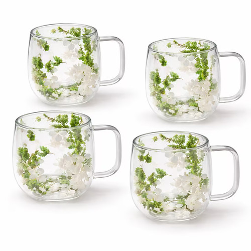 4pcs 200ml double - 200ml, glass