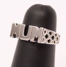 925 Sterling Silver MUM Emblem Ring with Lattice Pattern Shoulders - Size K