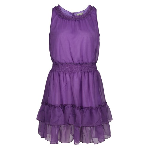 Ruffled purple party dress - ruffled,
