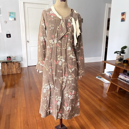 Vintage 1920s 30s brown floral - vintage,