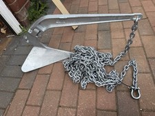 9kg Plough CQR  style boat anchor Kit 12metres Of 8mm Short Link Galv Chain