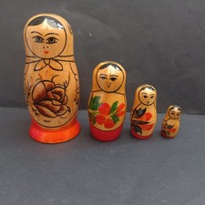 Russian Dolls set of 4 Vintage Stacking USSR Matryoshka Hand Painted Traditional
