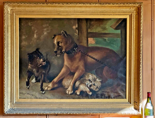 Huge antique country house oil - antique,