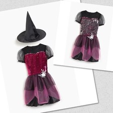 Witch Fancy Dress Girls Childrens Kids Costume Flip Sequins Dress Up Halloween